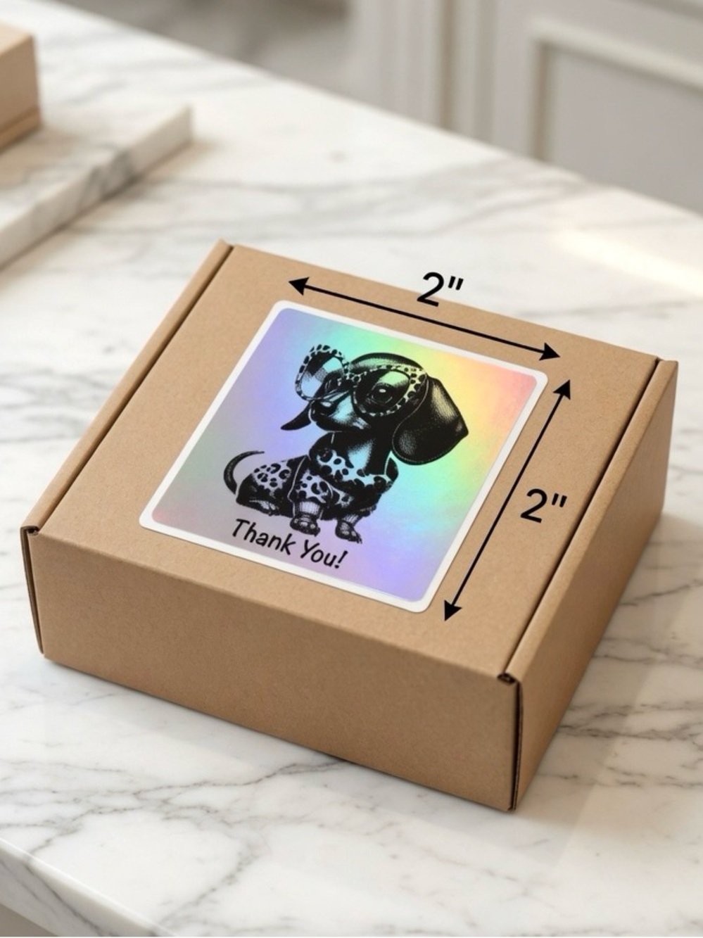 Dachshund Holographic Thank You Stickers 2”x2” Set of 100ct. NEW - Picture 2 of 2